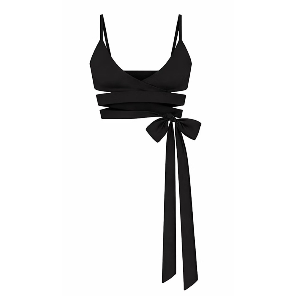 Skims‎ Matte Surplice Wrap Bra SL-SLS-10255W Obsidian Black Medium